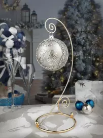 Silver Christmas ball "Bullfinches"